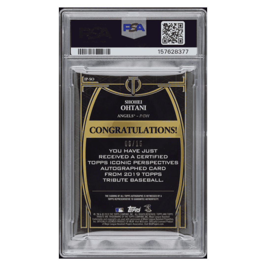 Shohei Ohtani PSA 7 2019 Topps Tribute Iconic Perspectives Autograph #d/ 15 Card #IPSO
