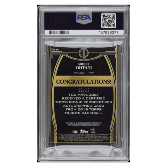 Shohei Ohtani PSA 7 2019 Topps Tribute Iconic Perspectives Autograph #d/ 15 Card #IPSO