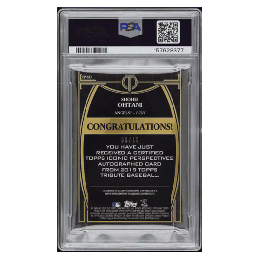 Shohei Ohtani PSA 7 2019 Topps Tribute Iconic Perspectives Autograph #d/ 15 Card #IPSO