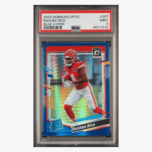 Rashee Rice PSA 9 2023 Panini Donruss Optic Blue Hyper Rated Rookie Card #257