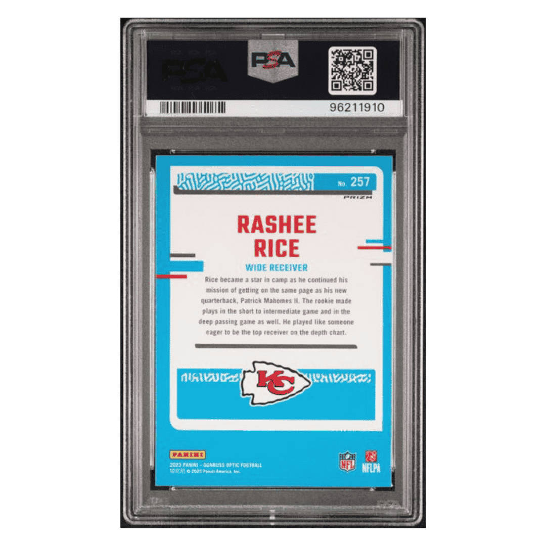 Rashee Rice PSA 9 2023 Panini Donruss Optic Blue Hyper Rated Rookie Card #257