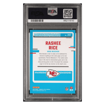 Rashee Rice PSA 9 2023 Panini Donruss Optic Blue Hyper Rated Rookie Card #257