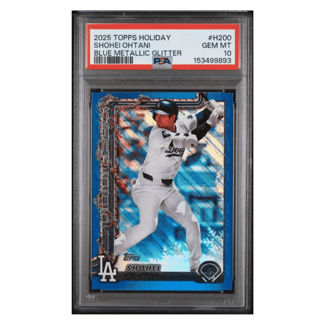 Shohei Ohtani PSA 10 2025 Topps Holiday Blue Metallic Glitter Card #H200