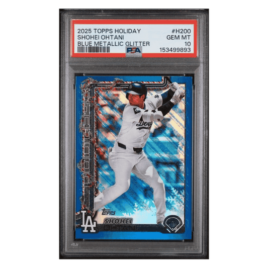 Shohei Ohtani PSA 10 2025 Topps Holiday Blue Metallic Glitter Card #H200