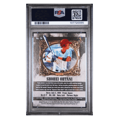 Shohei Ohtani PSA 10 2018 Panini Diamond Kings Japanese Babe Ruth Rookie RC Card #76