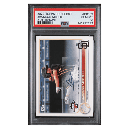 Jackson Merrill PSA 10 2022 Topps Pro Debut Autograph Card #PD103