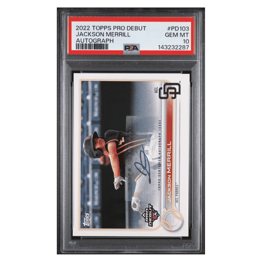 Jackson Merrill PSA 10 2022 Topps Pro Debut Autograph Card #PD103