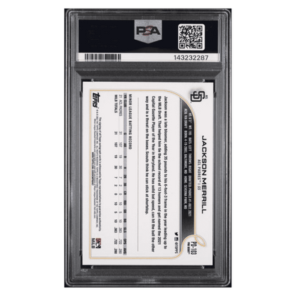 Jackson Merrill PSA 10 2022 Topps Pro Debut Autograph Card #PD103
