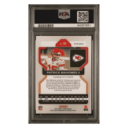 Patrick Mahomes PSA 9 2021 Panini Prizm Red Ice Card #190