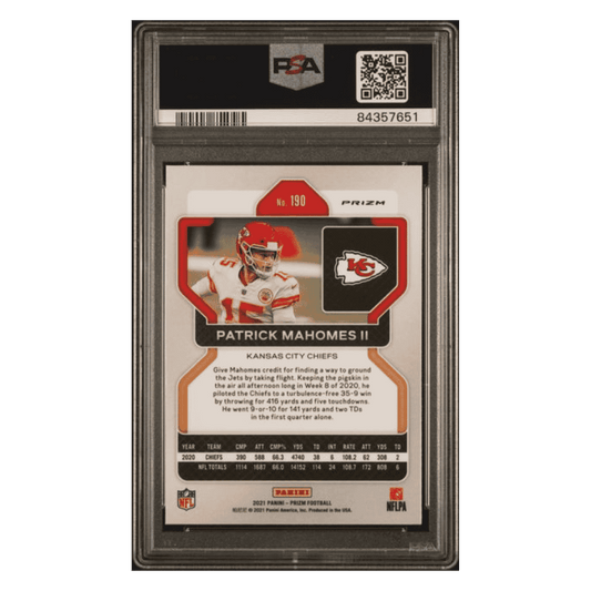 Patrick Mahomes PSA 9 2021 Panini Prizm Red Ice Card #190