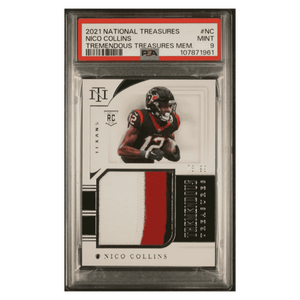 Nico Collins PSA 9 2021 Panini National Treasures Tremendous Treasures Memorabilia Rookie RC #d/ 99 Card #NC