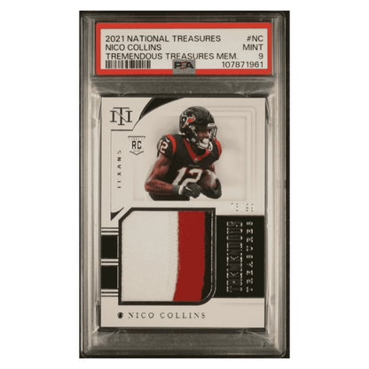 Nico Collins PSA 9 2021 Panini National Treasures Tremendous Treasures Memorabilia Rookie RC #d/ 99 Card #NC