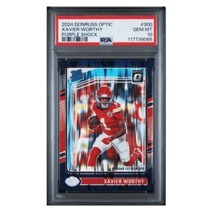 Xavier Worthy PSA 10 2024 Panini Donruss Optic Purple Shock Rated Rookie Card #300