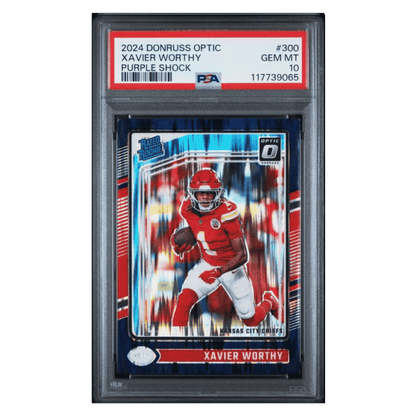 Xavier Worthy PSA 10 2024 Panini Donruss Optic Purple Shock Rated Rookie Card #300