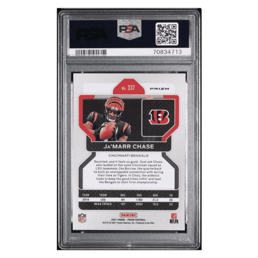 Ja'Marr Chase PSA 10 2021 Panini Prizm Disco Rookie RC Card #337