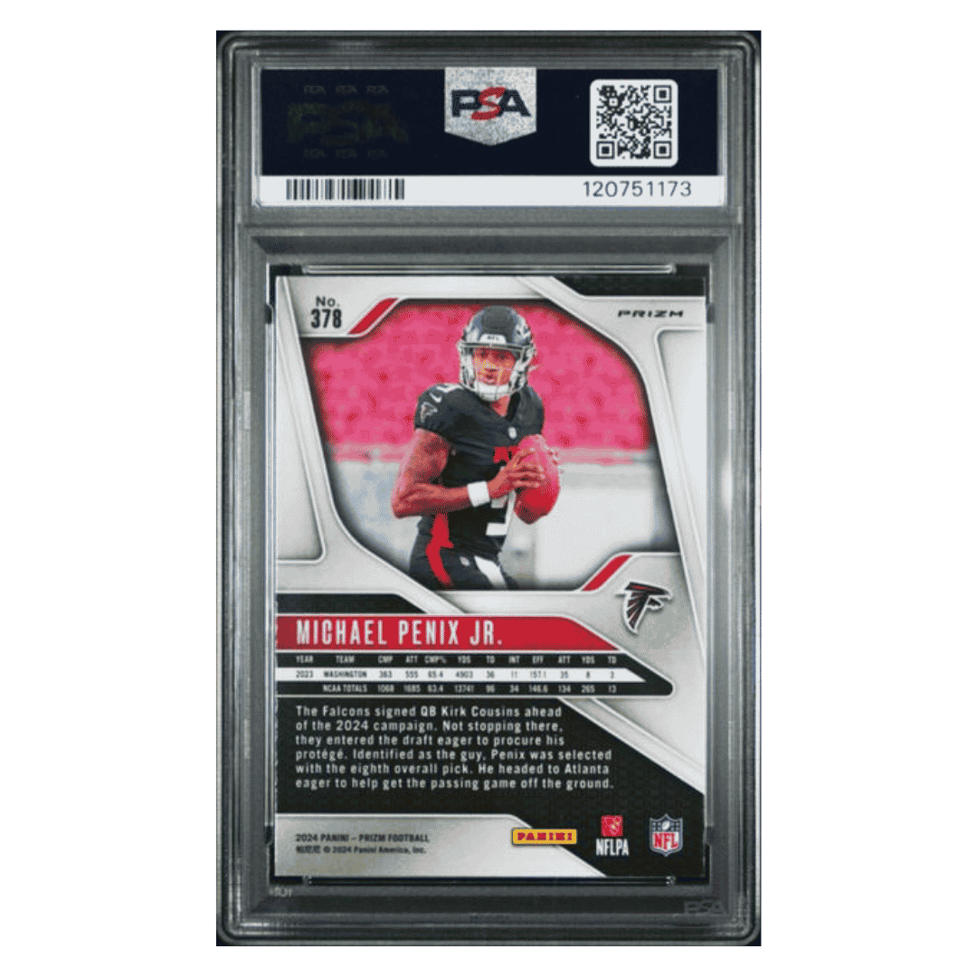 Michael Penix Jr PSA 10 2024 Panini Prizm Black & White Checker Rookie RC SP Card #378