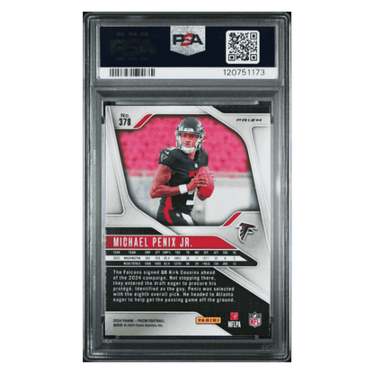 Michael Penix Jr PSA 10 2024 Panini Prizm Black & White Checker Rookie RC SP Card #378