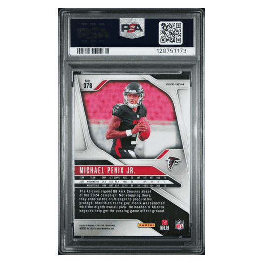 Michael Penix Jr PSA 10 2024 Panini Prizm Black & White Checker Rookie RC SP Card #378