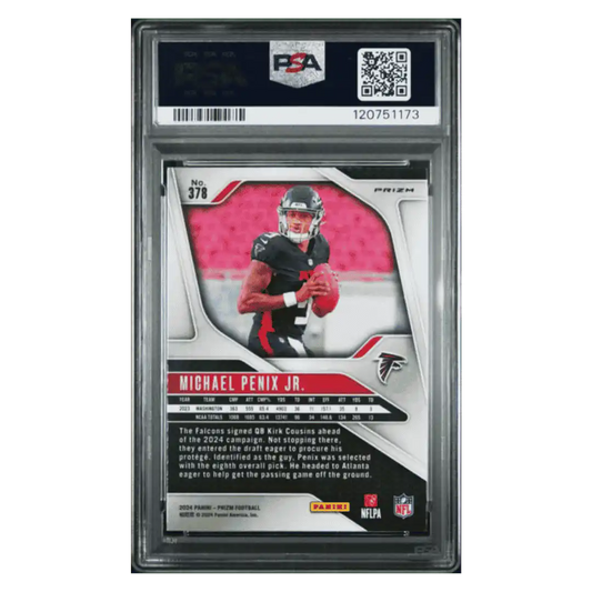 Michael Penix Jr PSA 10 2024 Panini Prizm Black & White Checker Rookie RC SP Card #378