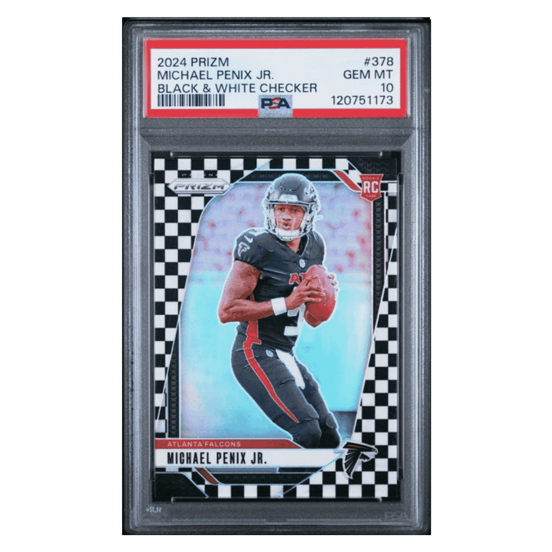 Michael Penix Jr PSA 10 2024 Panini Prizm Black & White Checker Rookie RC SP Card #378
