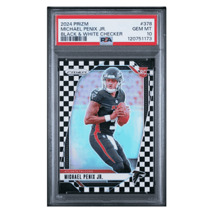 Michael Penix Jr PSA 10 2024 Panini Prizm Black & White Checker Rookie RC SP Card #378