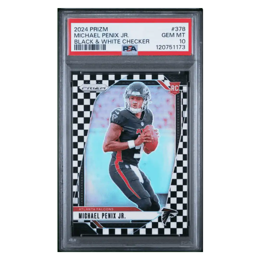 Michael Penix Jr PSA 10 2024 Panini Prizm Black & White Checker Rookie RC SP Card #378