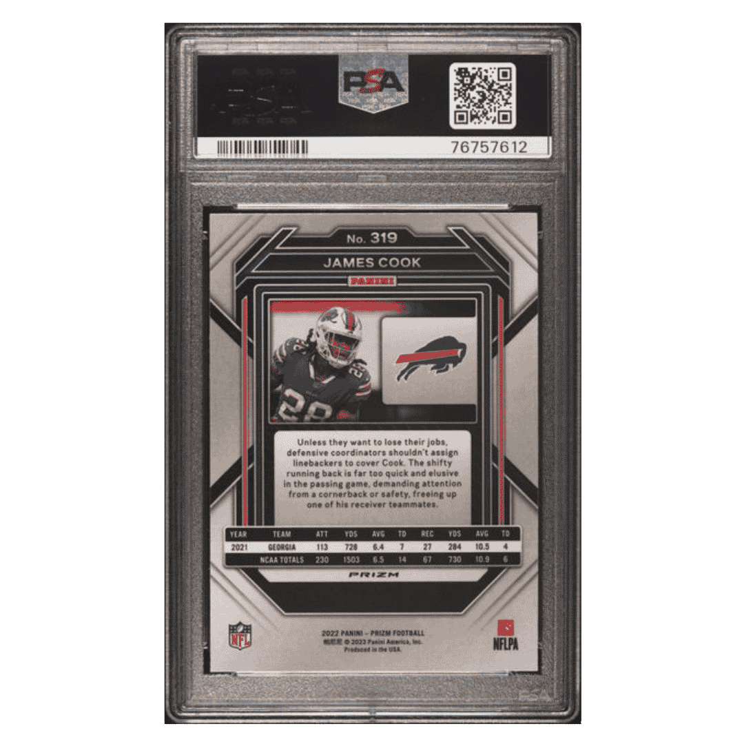 James Cook PSA 10 2022 Panini Prizm Silver Rookie RC Card #319