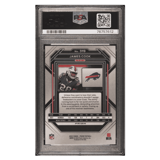 James Cook PSA 10 2022 Panini Prizm Silver Rookie RC Card #319