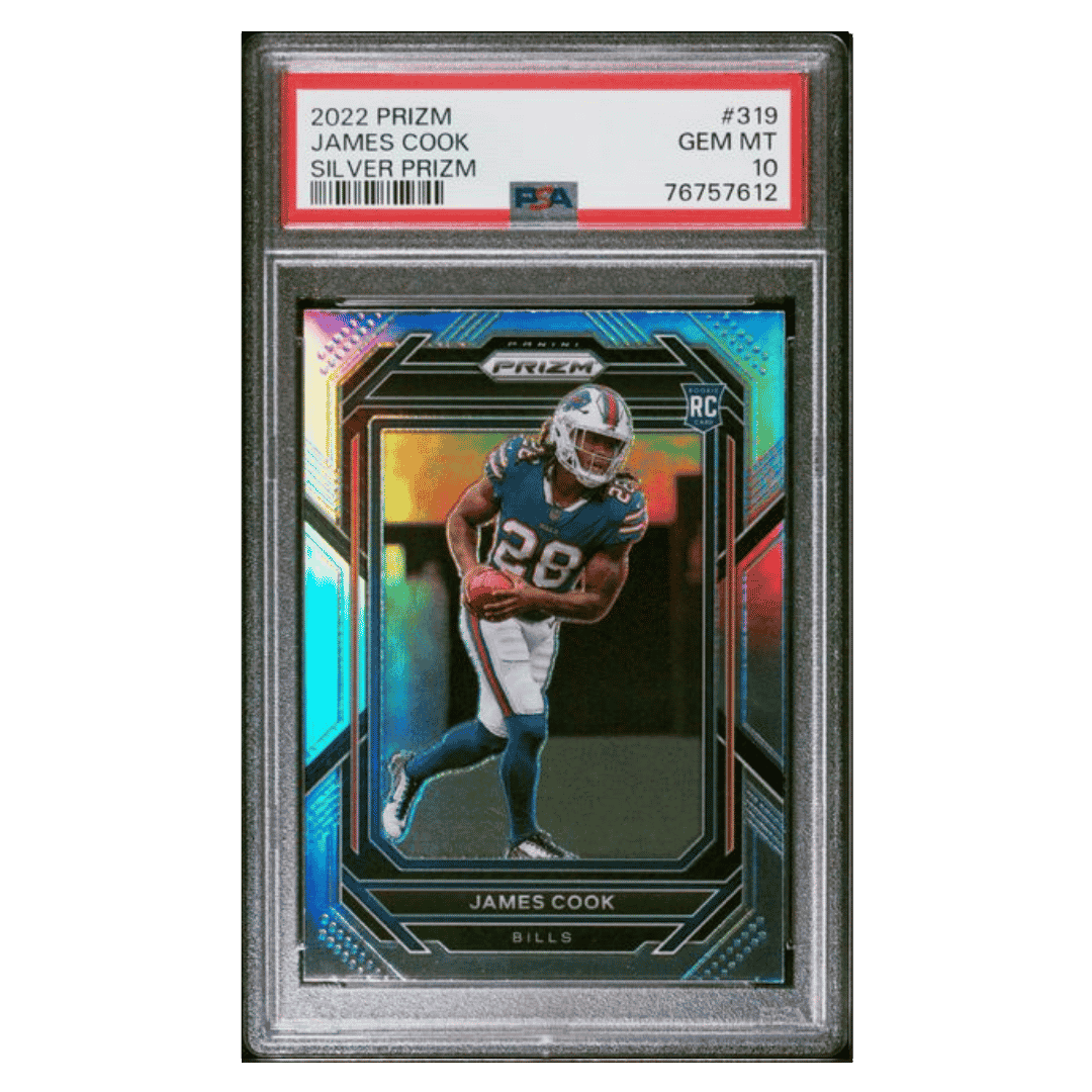 James Cook PSA 10 2022 Panini Prizm Silver Rookie RC Card #319