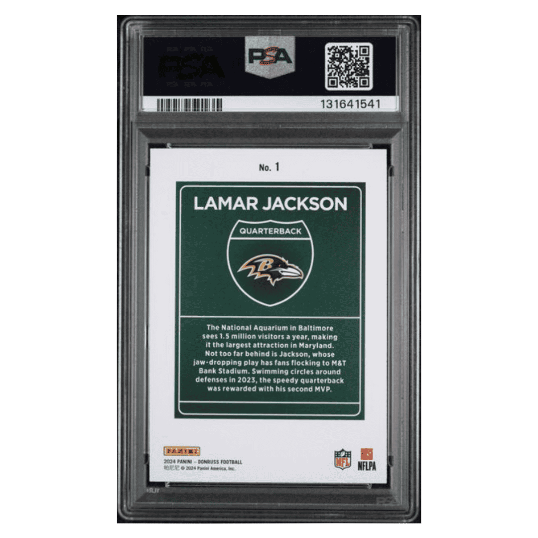 Lamar Jackson PSA 9 2024 Panini Donruss Downtown! Card #1