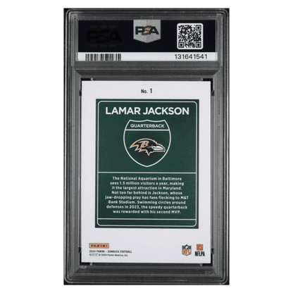 Lamar Jackson PSA 9 2024 Panini Donruss Downtown! Card #1