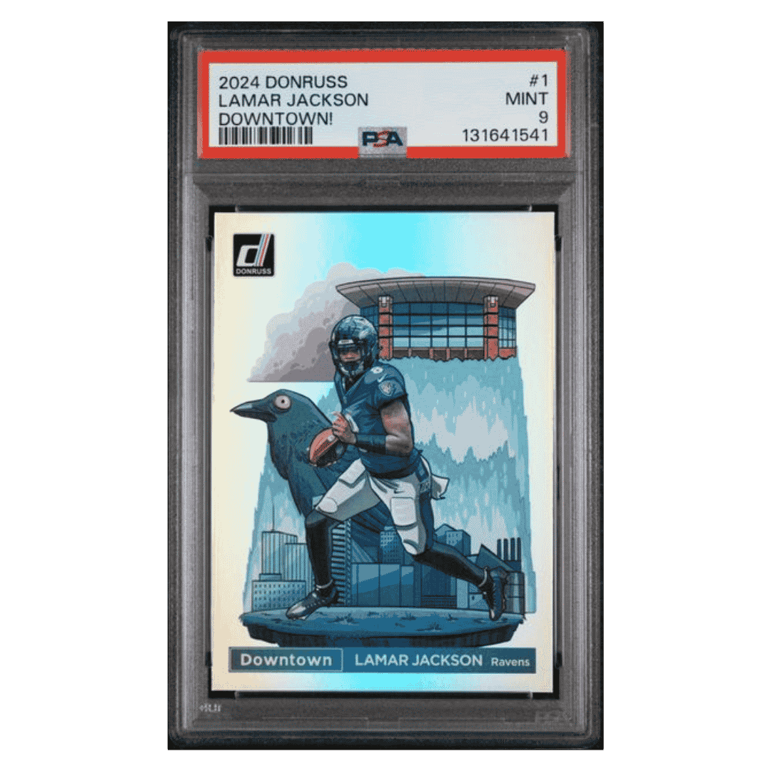 Lamar Jackson PSA 9 2024 Panini Donruss Downtown! Card #1