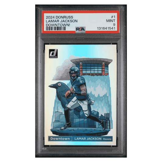 Lamar Jackson PSA 9 2024 Panini Donruss Downtown! Card #1