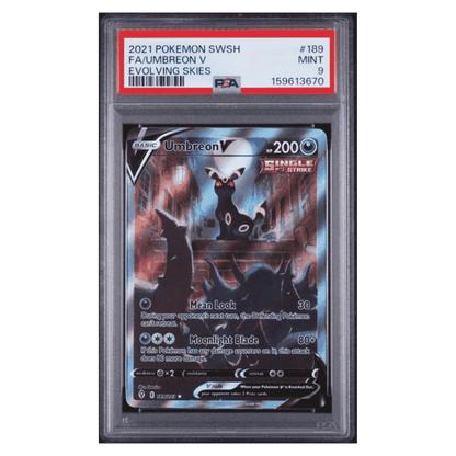 Umbreon V PSA 9 2021 Pokemon Full Art Sword & Shield Evolving Skies Card #189