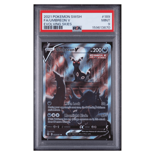 Umbreon V PSA 9 2021 Pokemon Full Art Sword & Shield Evolving Skies Card #189