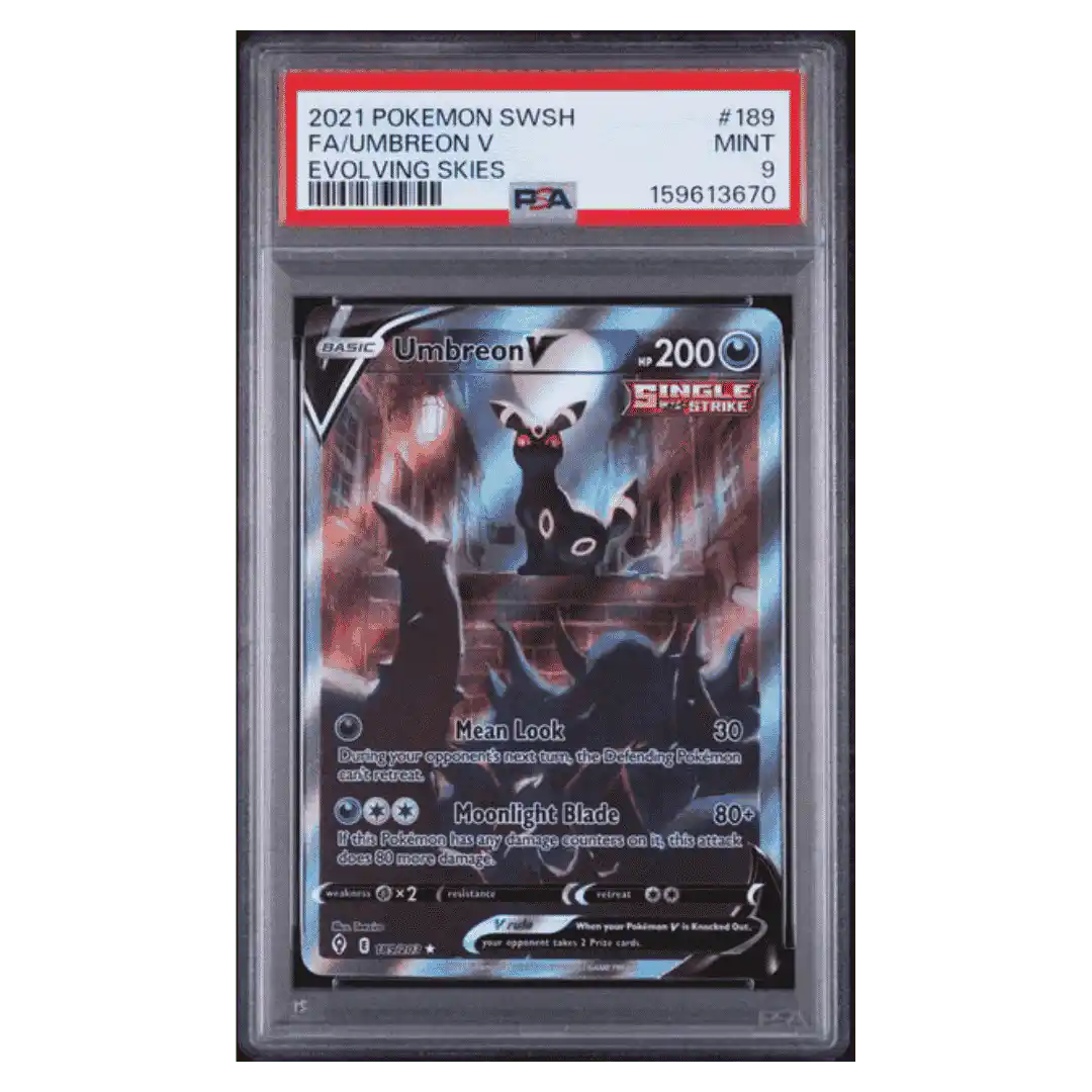 Umbreon V PSA 9 2021 Pokemon Full Art Sword & Shield Evolving Skies Card #189