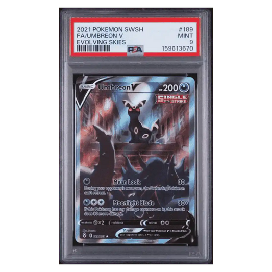 Umbreon V PSA 9 2021 Pokemon Full Art Sword & Shield Evolving Skies Card #189