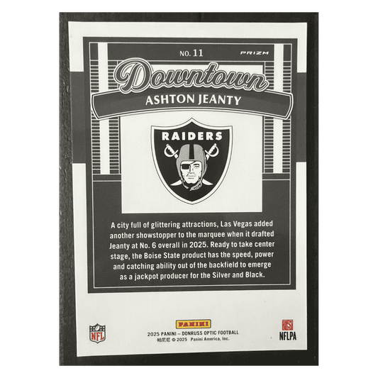 Ashton Jeanty 2025 Panini Donruss Optic Downtown Rookie RC Card #11