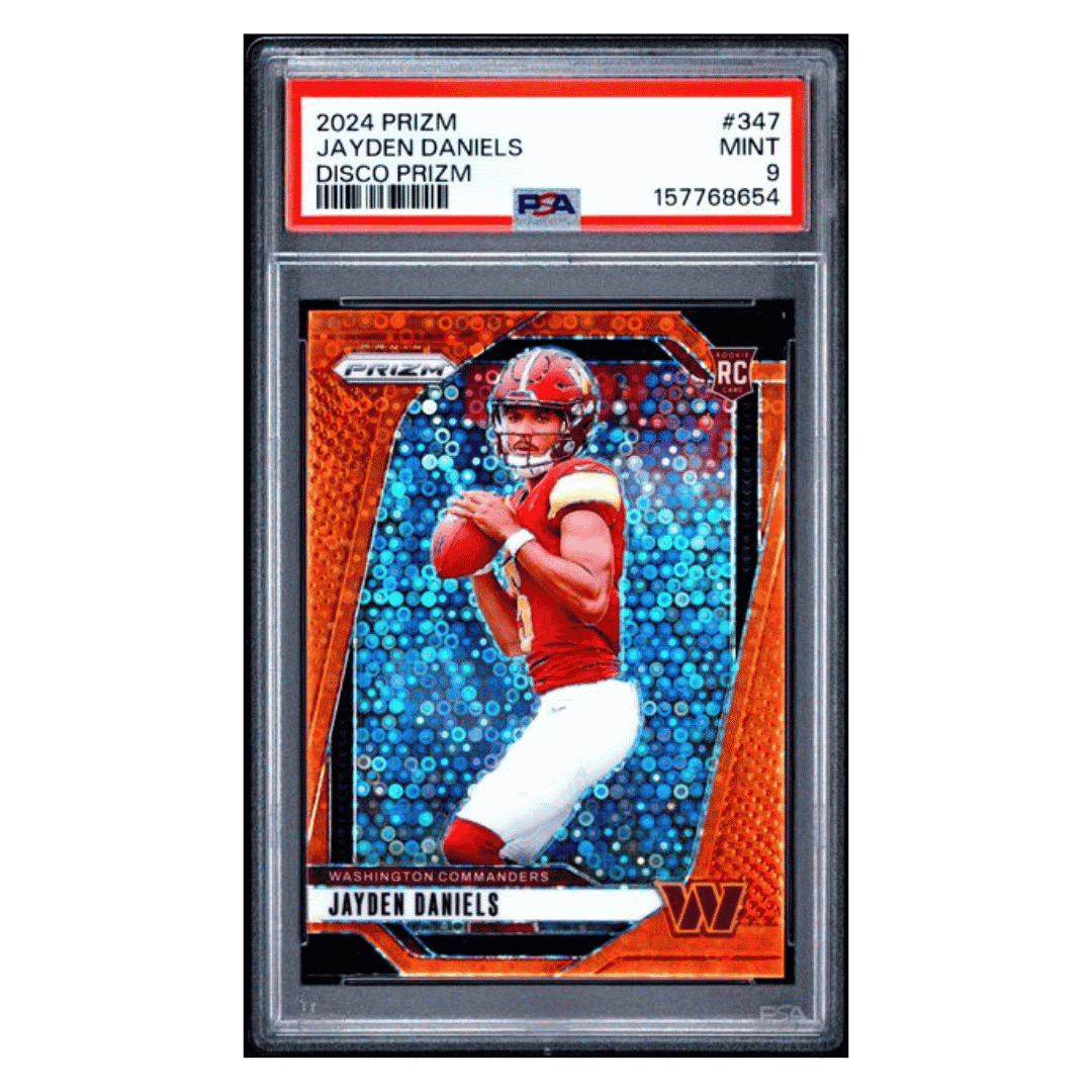 Jayden Daniels PSA 9 2024 Panini Prizm Disco Rookie RC Card #347