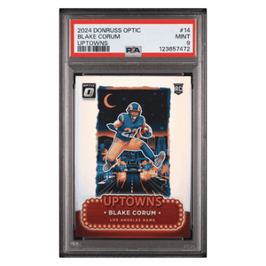 Blake Corum PSA 9 2024 Panini Donruss Optic Uptowns Rookie RC Card #14