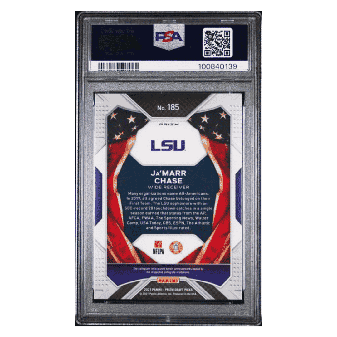 Ja'Marr Chase PSA 9 2021 Panini Prizm Draft Picks Silver Rookie RC Card #185