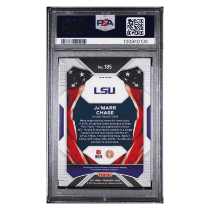 Ja'Marr Chase PSA 9 2021 Panini Prizm Draft Picks Silver Rookie RC Card #185