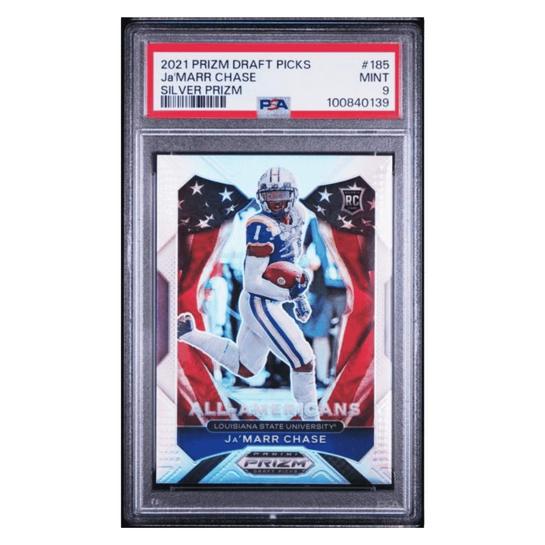 Ja'Marr Chase PSA 9 2021 Panini Prizm Draft Picks Silver Rookie RC Card #185