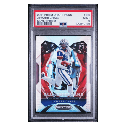Ja'Marr Chase PSA 9 2021 Panini Prizm Draft Picks Silver Rookie RC Card #185