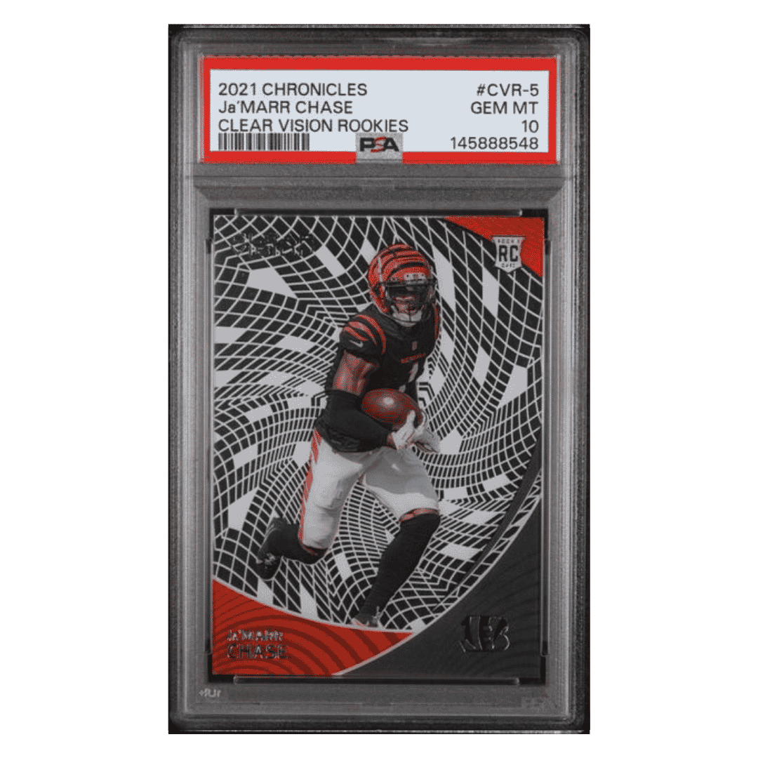 Ja'Marr Chase PSA 10 2021 Panini Chronicles Clear Vision Rookie RC Card #CVR-5
