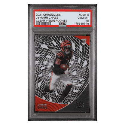Ja'Marr Chase PSA 10 2021 Panini Chronicles Clear Vision Rookie RC Card #CVR-5