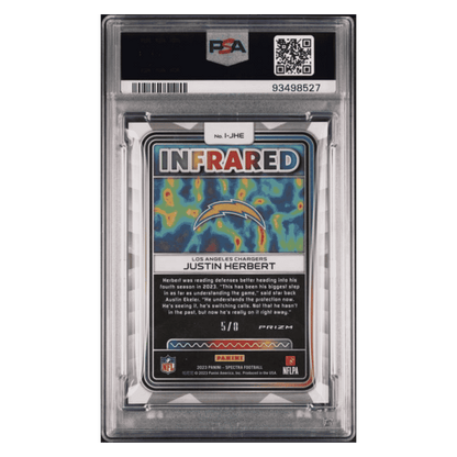 Justin Herbert PSA 9 2023 Panini Spectra Infrared- Neon Splatter #d/ 8 Card #IJHE