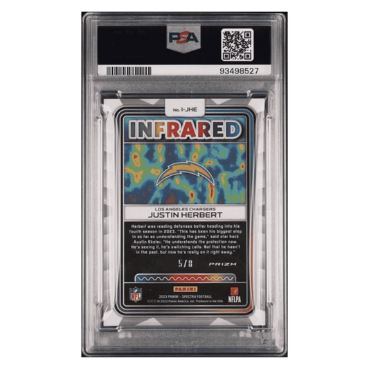 Justin Herbert PSA 9 2023 Panini Spectra Infrared- Neon Splatter #d/ 8 Card #IJHE