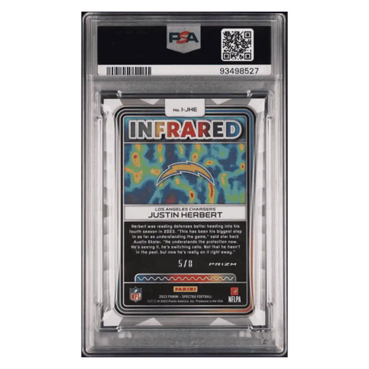 Justin Herbert PSA 9 2023 Panini Spectra Infrared- Neon Splatter #d/ 8 Card #IJHE
