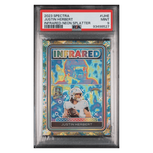 Justin Herbert PSA 9 2023 Panini Spectra Infrared- Neon Splatter #d/ 8 Card #IJHE